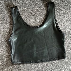 Black Faux Leather Crop